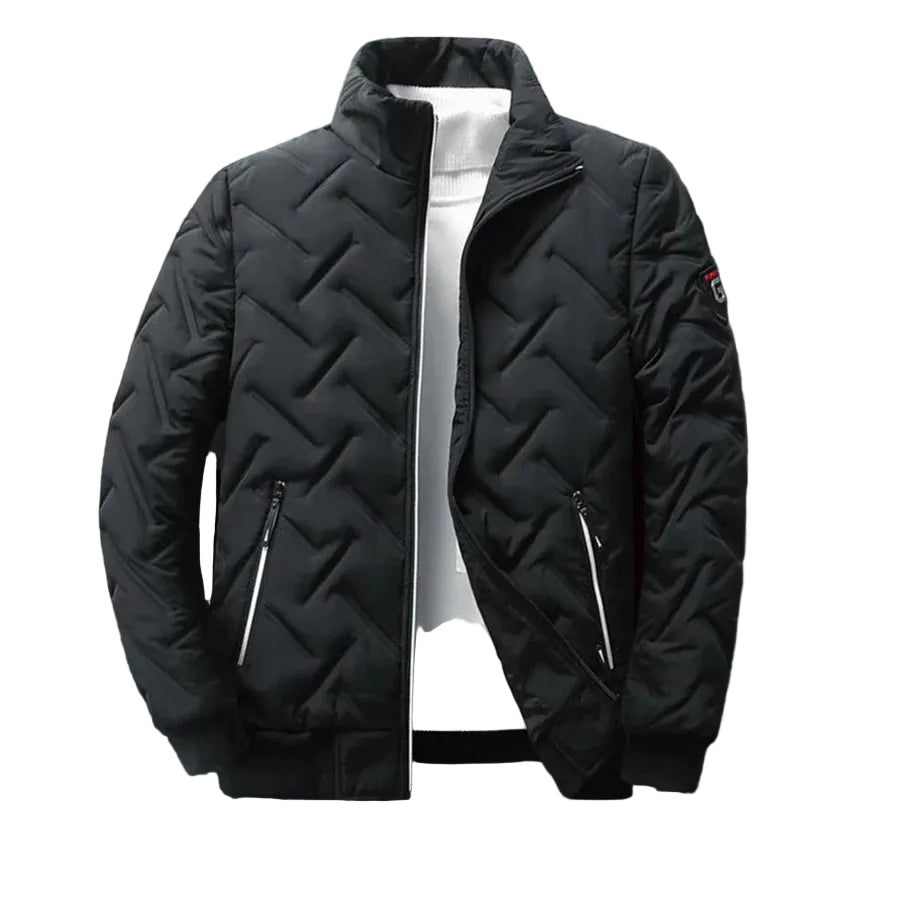 Kurtka Męska z Wysokim Kołnierzem i Geometrycznym Pikowaniem-Olave