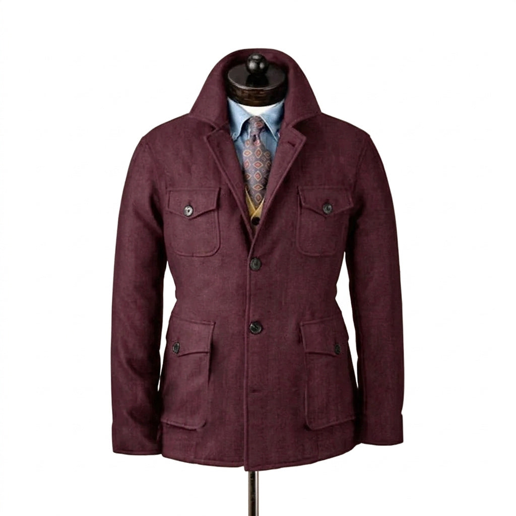 Męska kurtka typu field jacket z czterema kieszeniami z patkami-Jackets for men-Olave