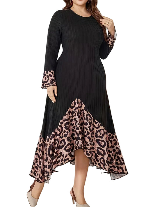 Damska Sukienka Midi Z Długim Rękawem-Olave