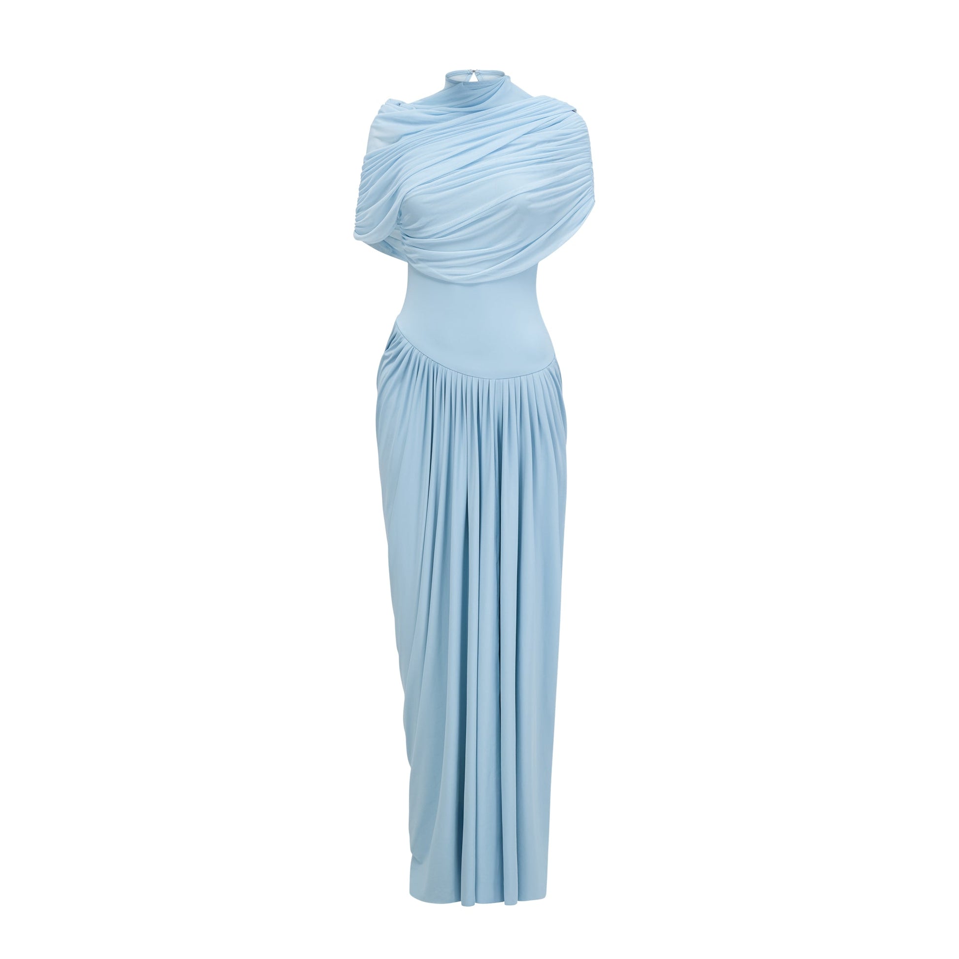 Damska asymetryczna plisowana sukienka maxi-Maxi Dress-Olave
