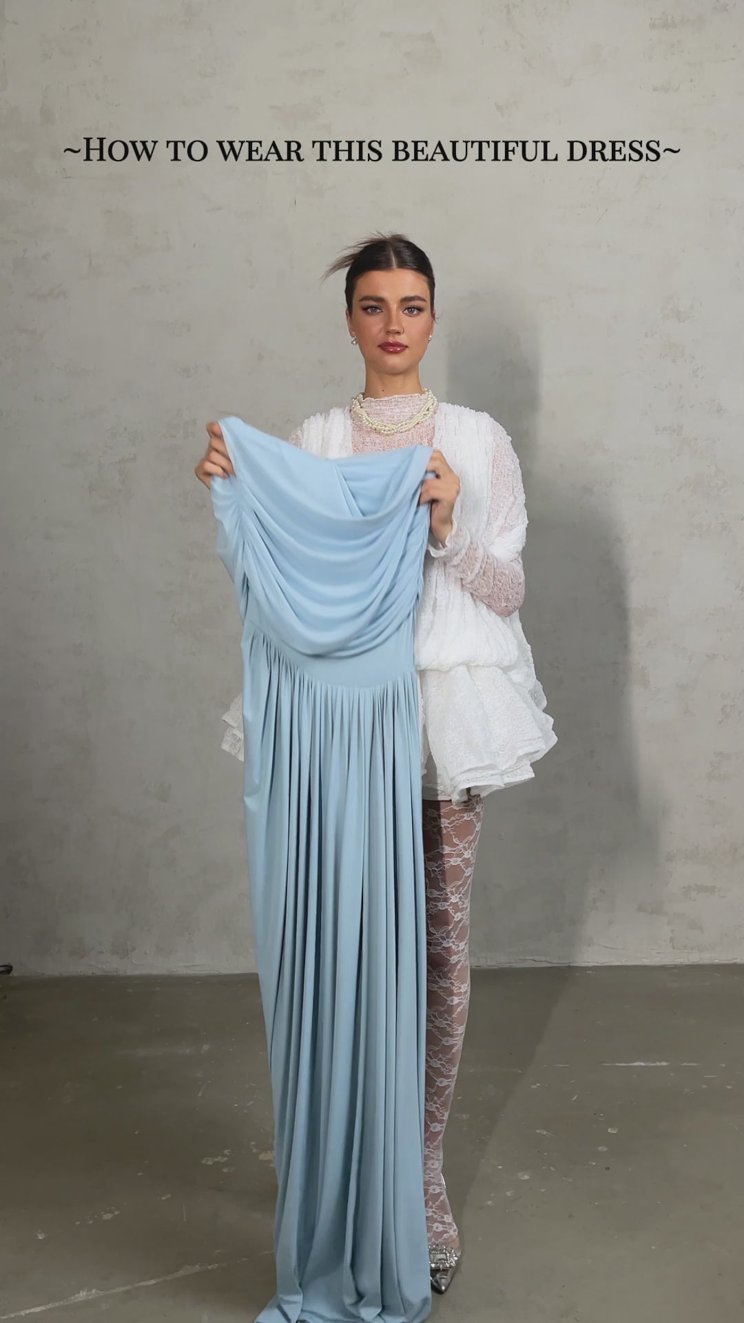 Damska asymetryczna plisowana sukienka maxi-Maxi Dress-Olave