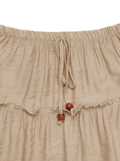 Damska kaskadowa spódnica maxi ze sznurkiem-Maxi Skirt-Olave