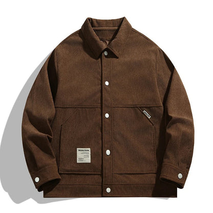 Damska koszula wierzchnia zapinana na guziki z naszywanymi kieszeniami-Jacket for women-Olave