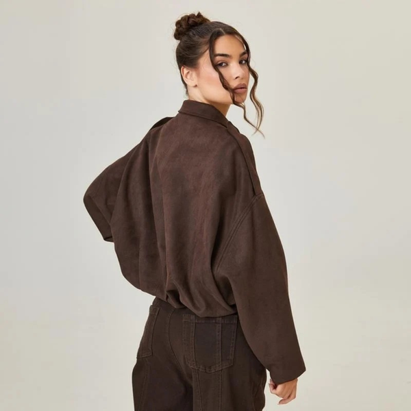 Damska krótka kurtka typu bomber z pagonami na ramionach-Jacket for women-Olave