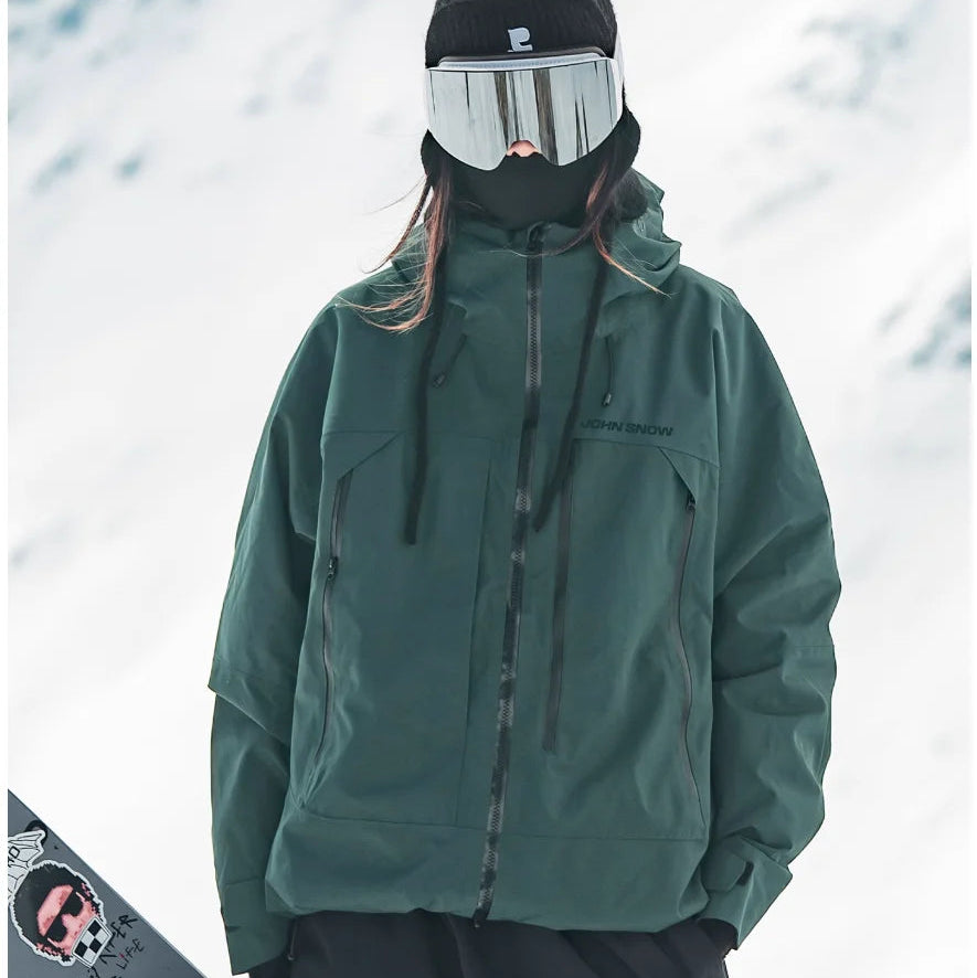 Damska kurtka narciarska z kapturem i kieszeniami na zamek-Jacket for women-Olave