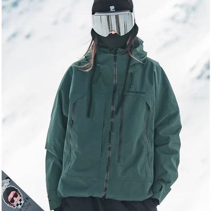 Damska kurtka narciarska z kapturem i kieszeniami na zamek-Jacket for women-Olave