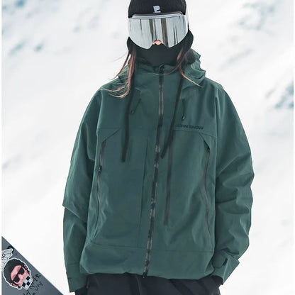 Damska kurtka narciarska z kapturem i kieszeniami na zamek-Jacket for women-Olave