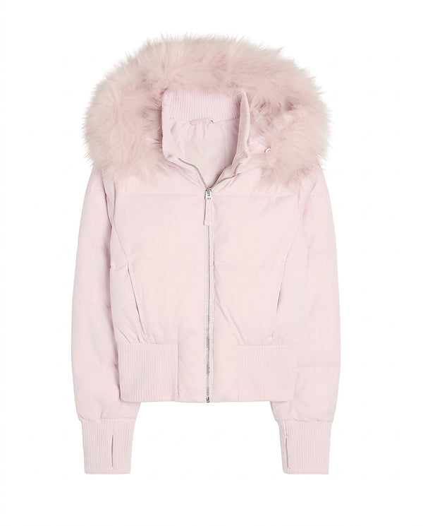 Damska kurtka puchowa z kapturem z futerkiem-Jacket for women-Olave