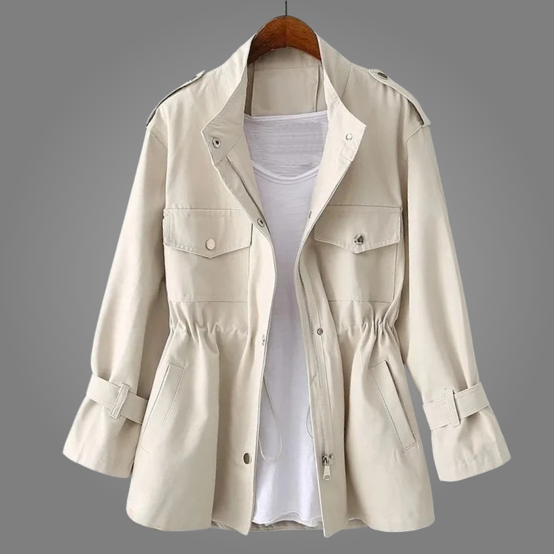 Damska kurtka typu utility z wiązaniem w talii-Jacket for women-Olave