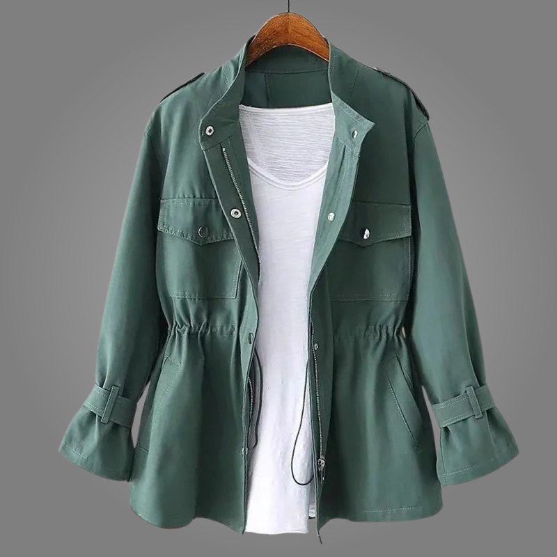 Damska kurtka typu utility z wiązaniem w talii-Jacket for women-Olave