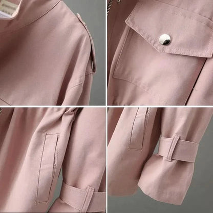 Damska kurtka typu utility z wiązaniem w talii-Jacket for women-Olave