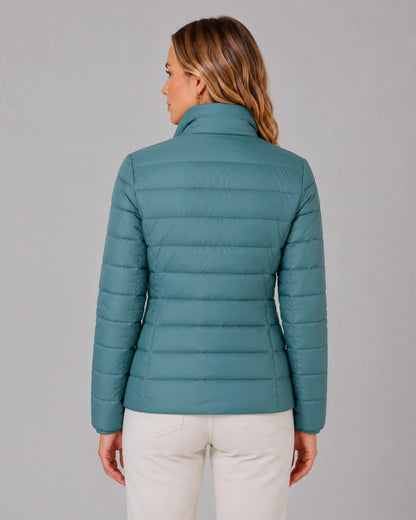 Damska pikowana kurtka typu puffer ze stójką-Jacket for women-Olave