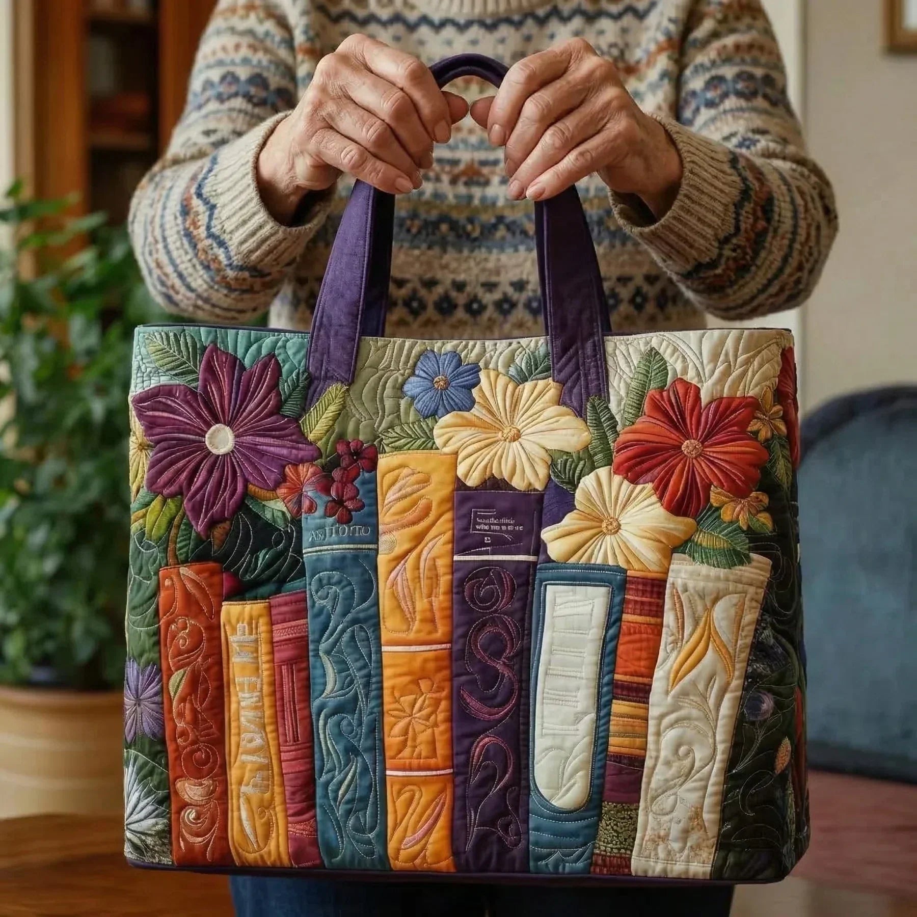 Damska pikowana torba typu tote z motywem pianina-Accessories for Women-Olave