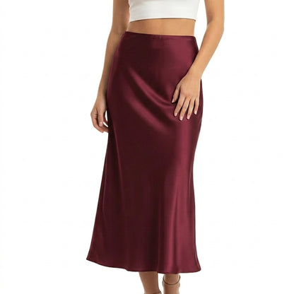 Damska spódnica maxi z wysokim stanem o rozszerzanym dole-Skirt for women-Olave