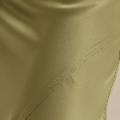 Damska spódnica maxi z wysokim stanem o rozszerzanym dole-Skirt for women-Olave
