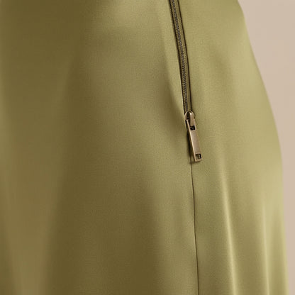 Damska spódnica maxi z wysokim stanem o rozszerzanym dole-Skirt for women-Olave