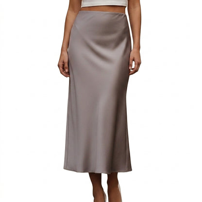 Damska spódnica maxi z wysokim stanem o rozszerzanym dole-Skirt for women-Olave