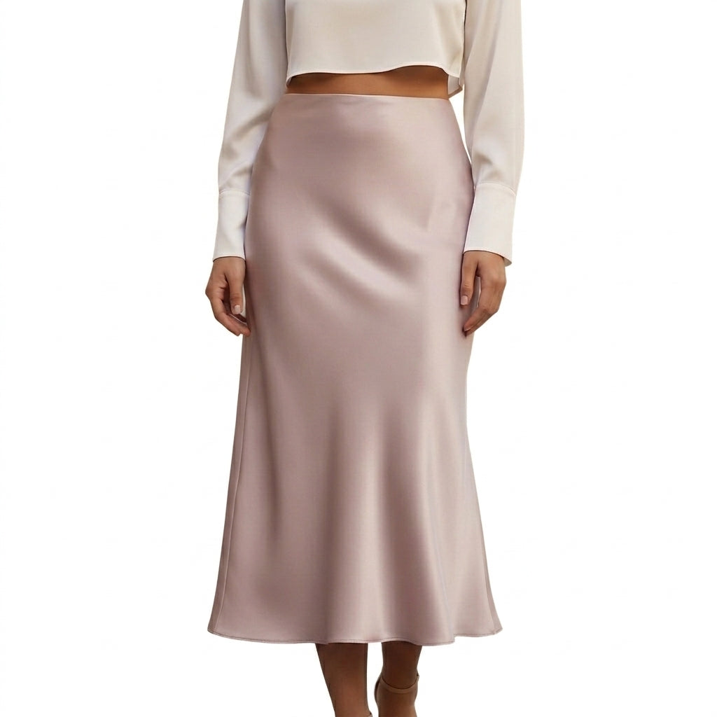 Damska spódnica maxi z wysokim stanem o rozszerzanym dole-Skirt for women-Olave