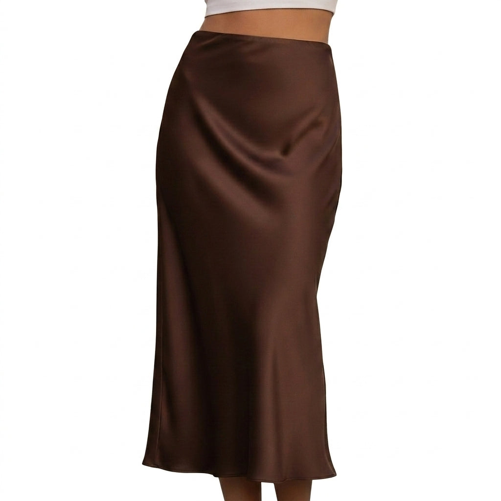 Damska spódnica maxi z wysokim stanem o rozszerzanym dole-Skirt for women-Olave