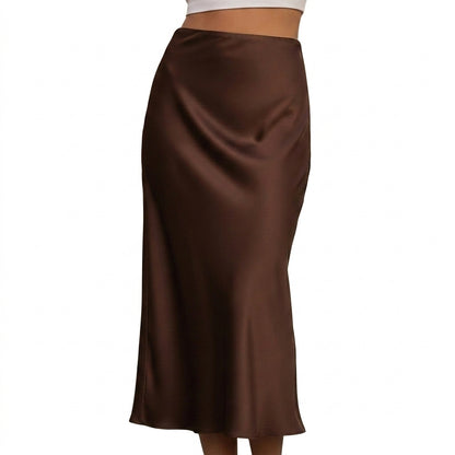 Damska spódnica maxi z wysokim stanem o rozszerzanym dole-Skirt for women-Olave