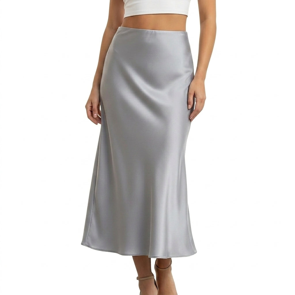 Damska spódnica maxi z wysokim stanem o rozszerzanym dole-Skirt for women-Olave