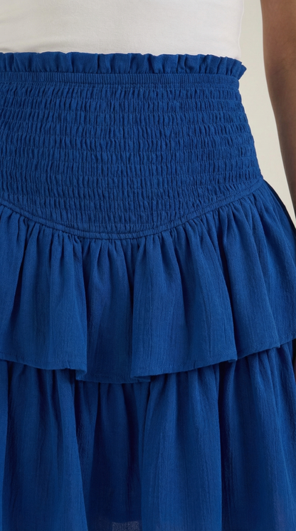 Damska spódnica mini z wysokim stanem i kaskadowymi falbanami-Skirt for women-Olave