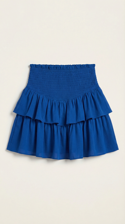 Damska spódnica mini z wysokim stanem i kaskadowymi falbanami-Skirt for women-Olave