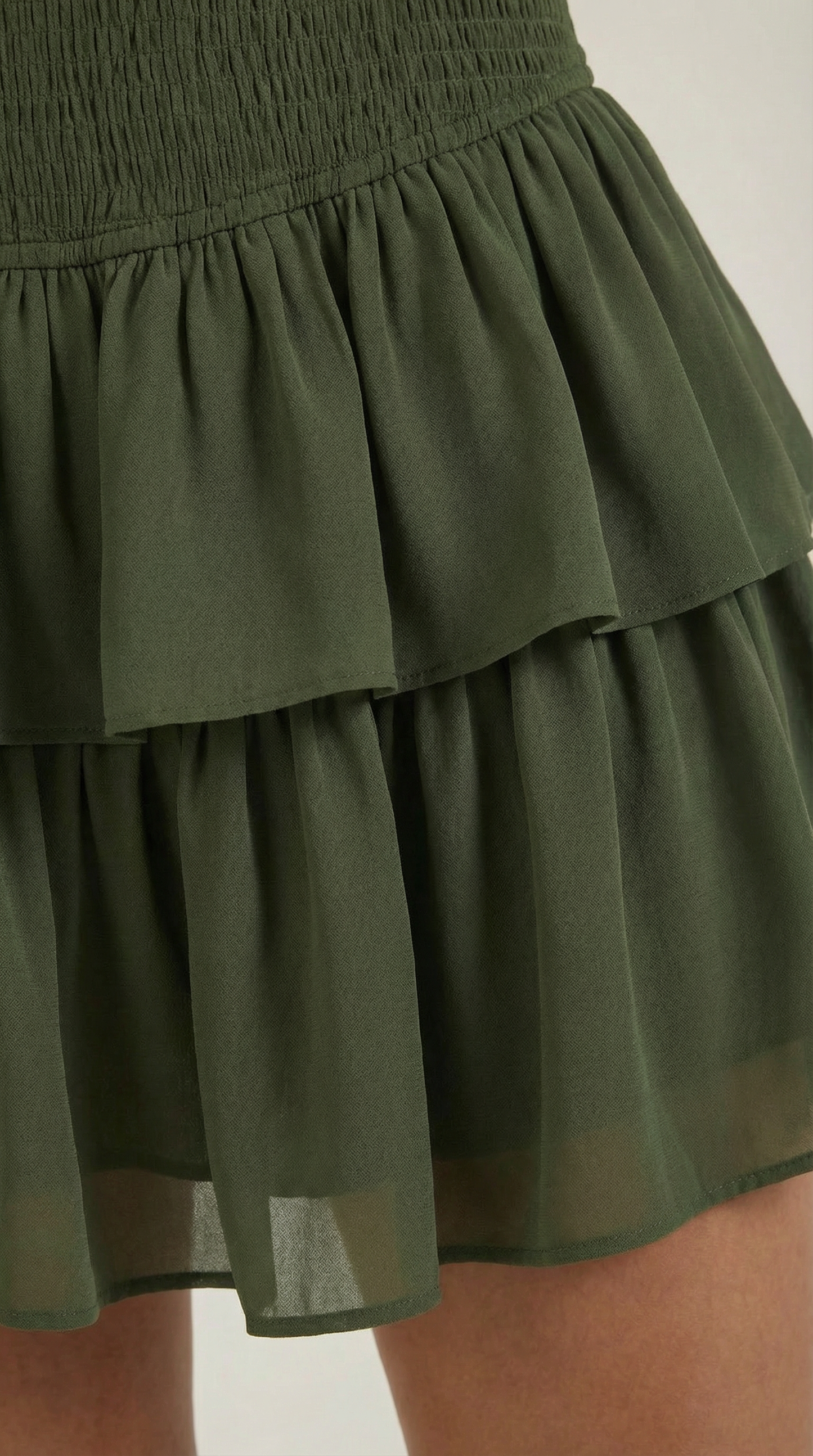 Damska spódnica mini z wysokim stanem i kaskadowymi falbanami-Skirt for women-Olave