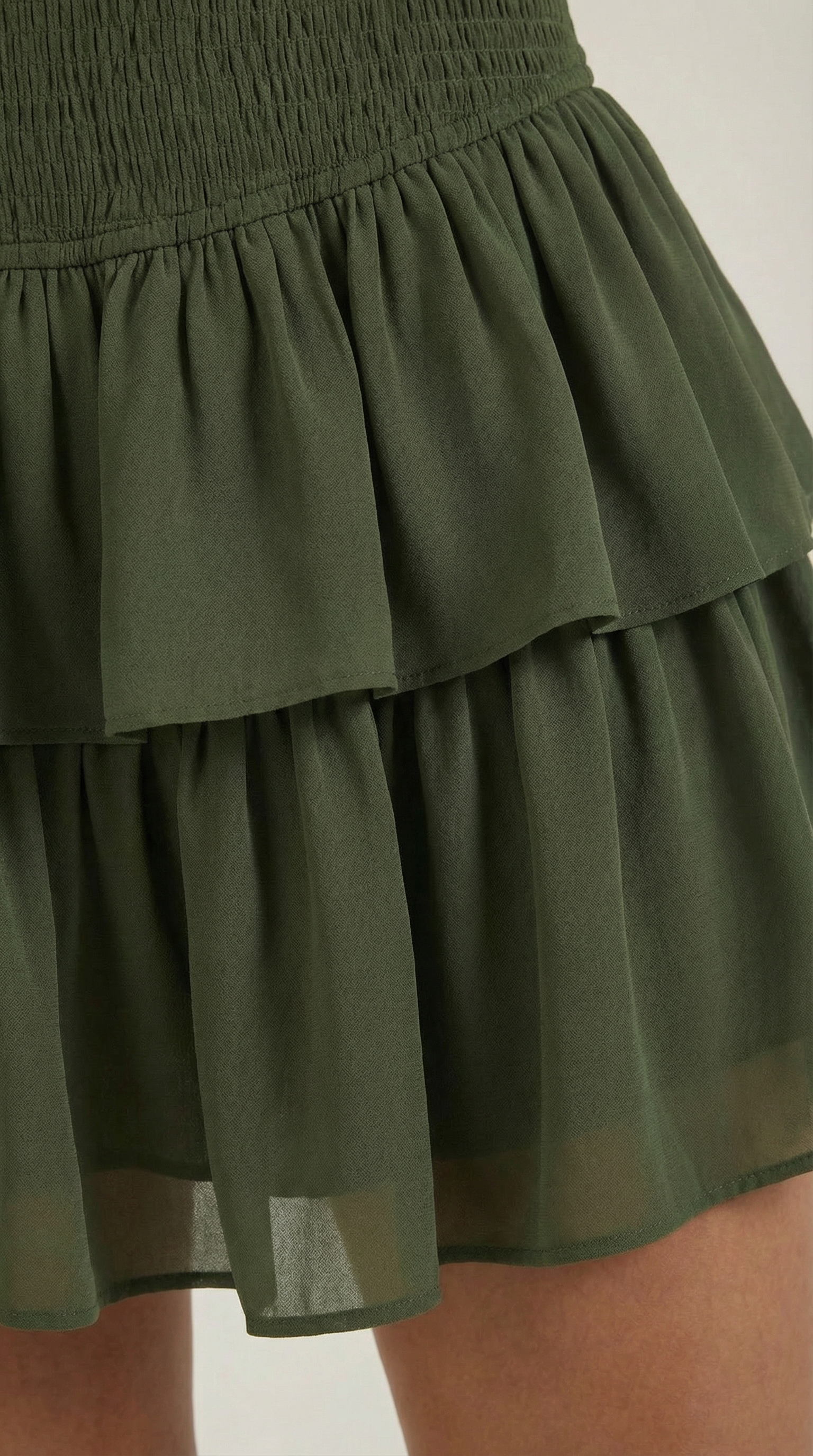 Damska spódnica mini z wysokim stanem i kaskadowymi falbanami-Skirt for women-Olave