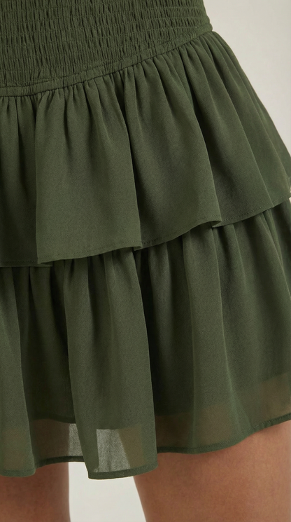 Damska spódnica mini z wysokim stanem i kaskadowymi falbanami-Skirt for women-Olave