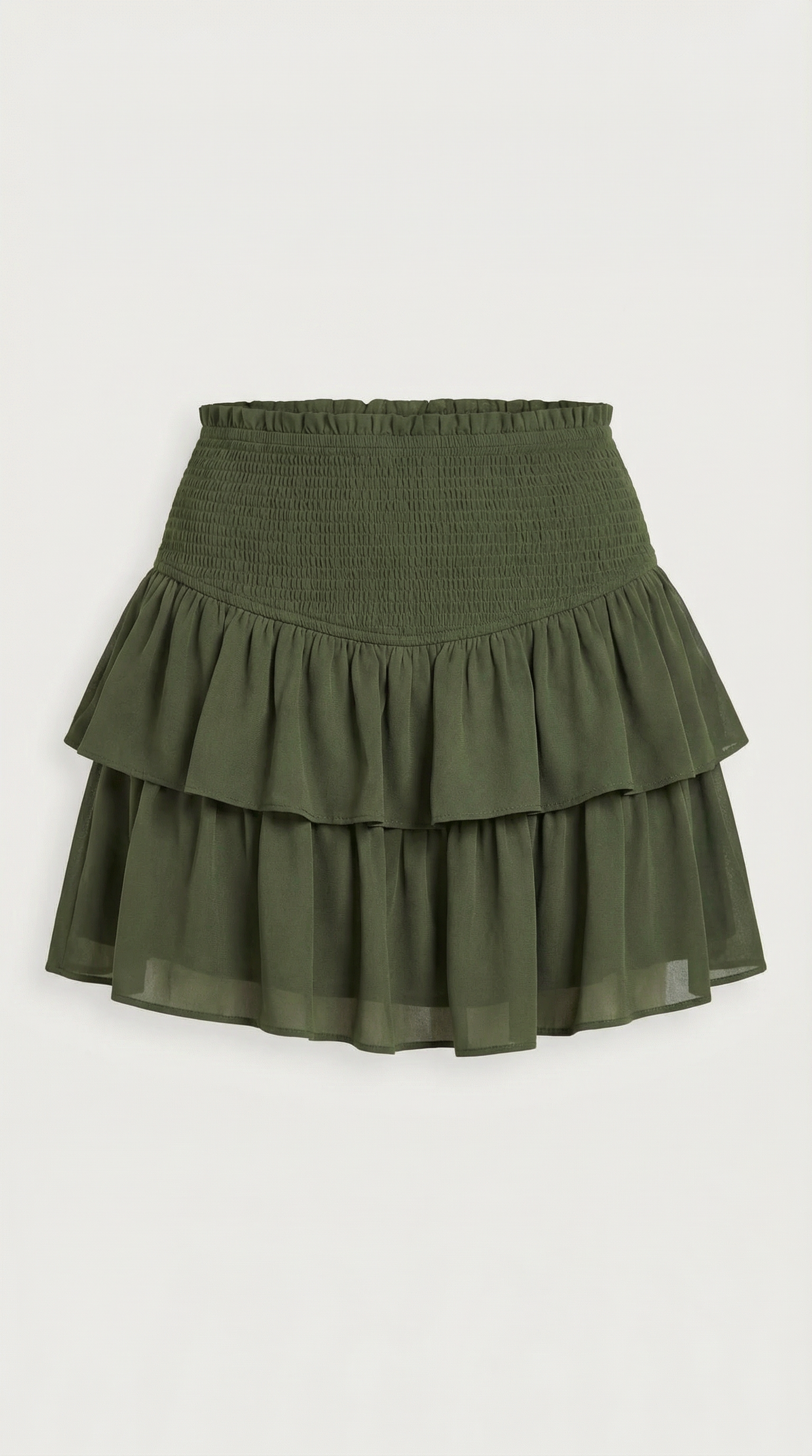 Damska spódnica mini z wysokim stanem i kaskadowymi falbanami-Skirt for women-Olave