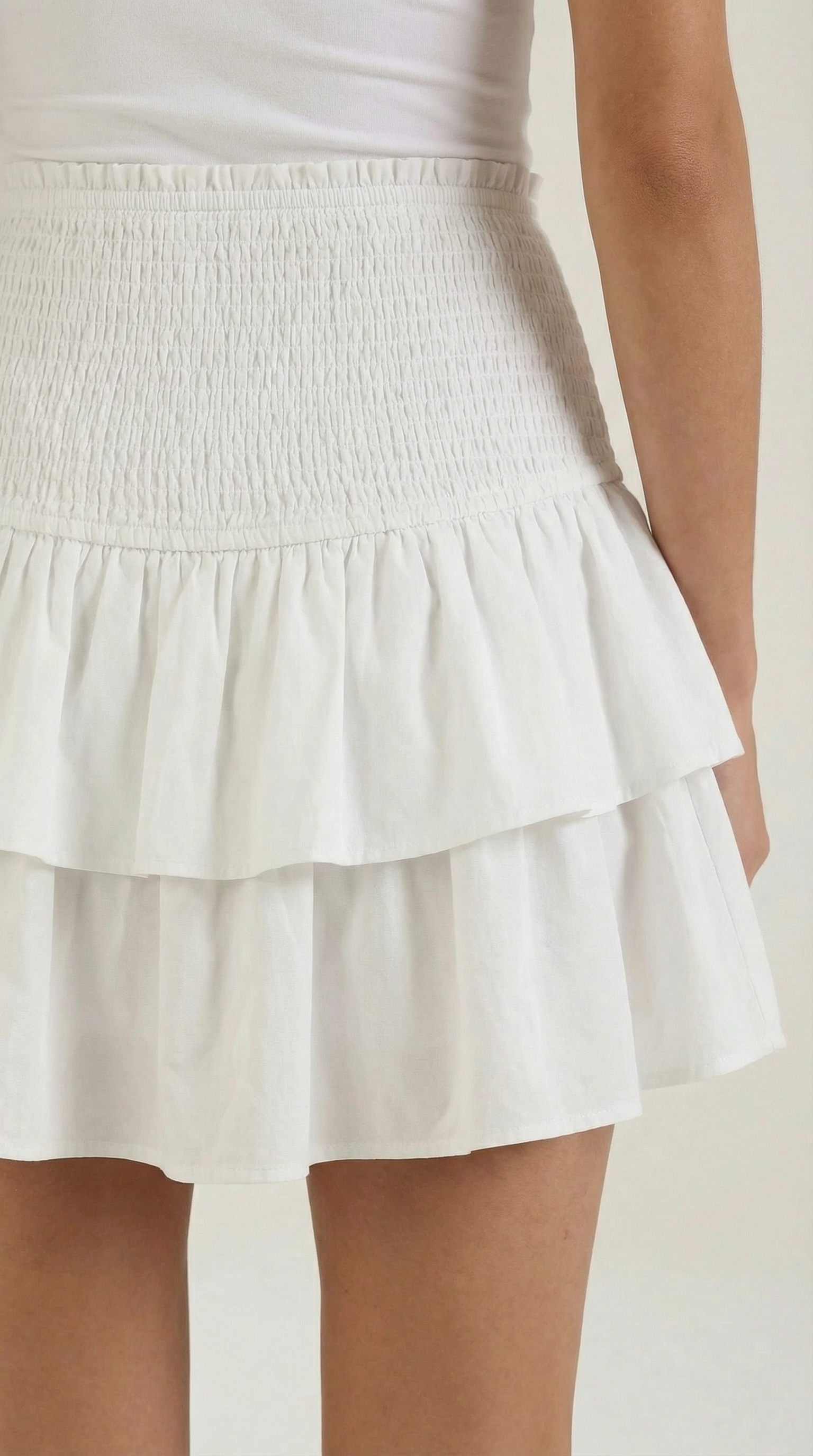 Damska spódnica mini z wysokim stanem i kaskadowymi falbanami-Skirt for women-Olave
