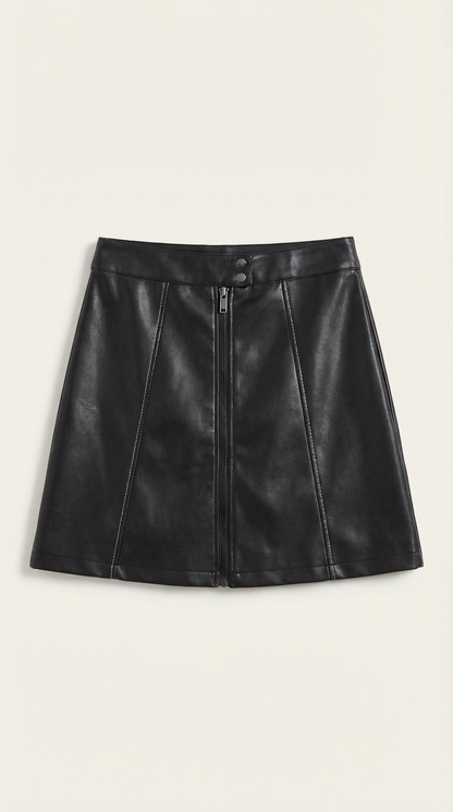 Damska spódnica mini z wysokim stanem i zamkiem z przodu-Skirt for women-Olave