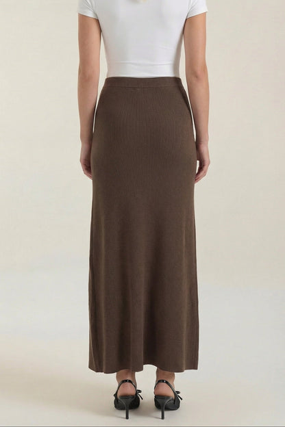 Damska spódnica o kopertowym kroju z rozcięciem i wysokim stanem-Skirt for women-Olave