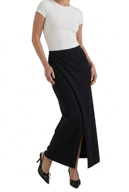 Damska spódnica o kopertowym kroju z rozcięciem i wysokim stanem-Skirt for women-Olave
