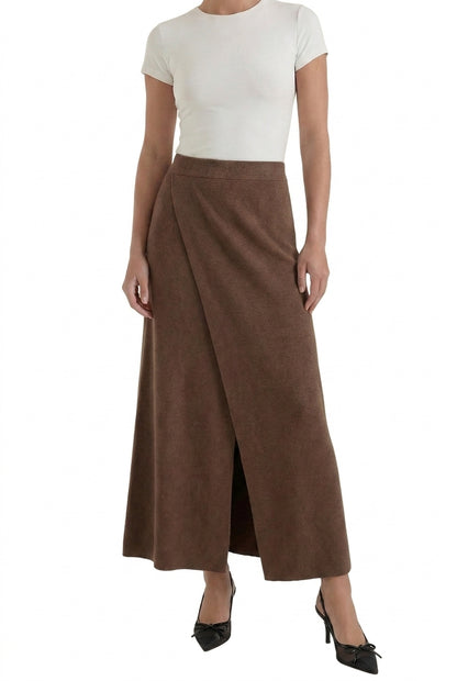 Damska spódnica o kopertowym kroju z rozcięciem i wysokim stanem-Skirt for women-Olave
