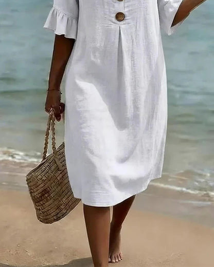 Damska sukienka koszulowa midi z guzikami-Midi Dress-Olave