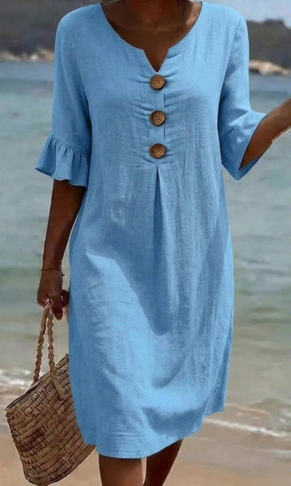 Damska sukienka koszulowa midi z guzikami-Midi Dress-Olave
