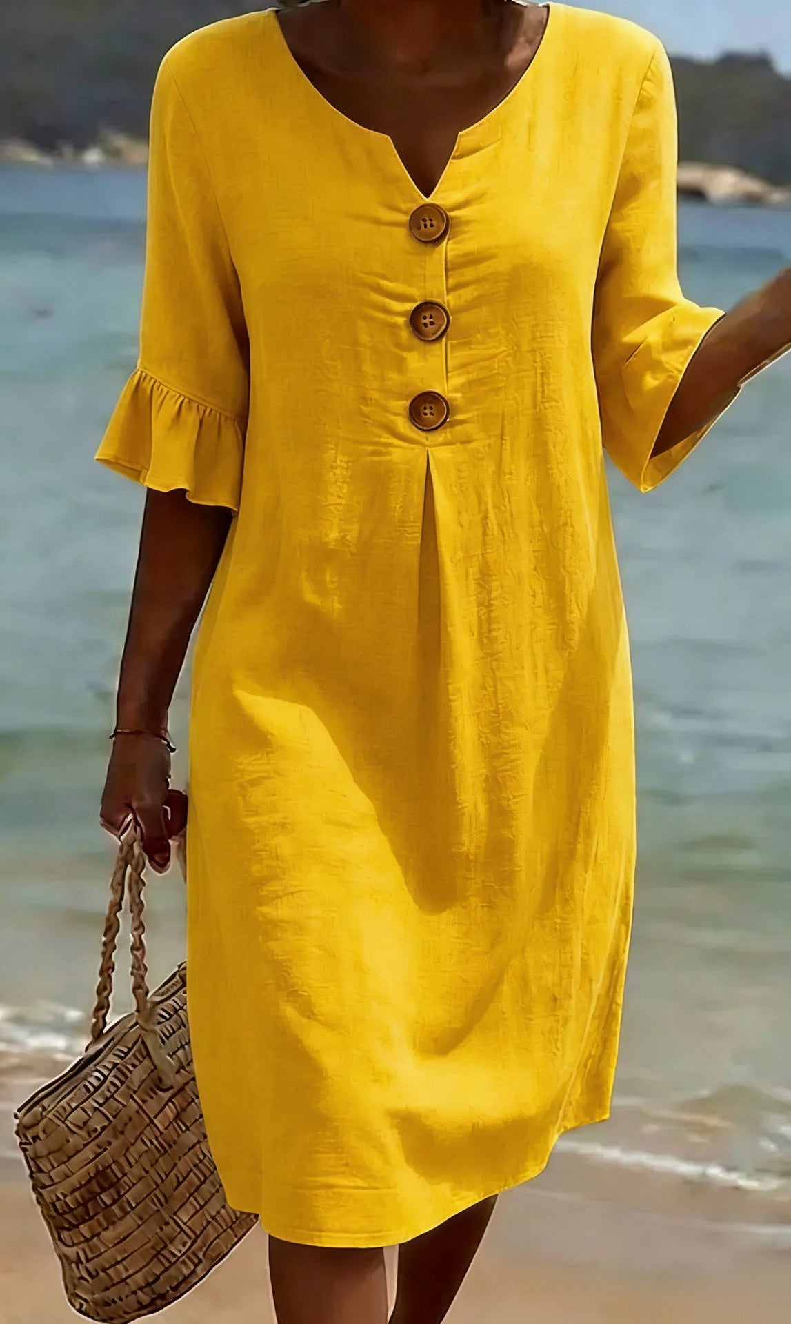 Damska sukienka koszulowa midi z guzikami-Midi Dress-Olave