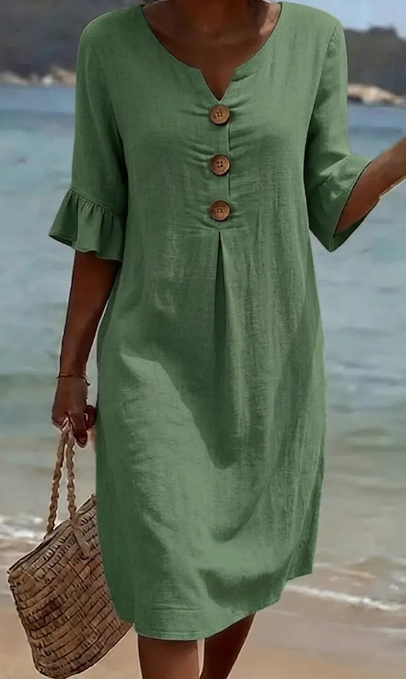 Damska sukienka koszulowa midi z guzikami-Midi Dress-Olave