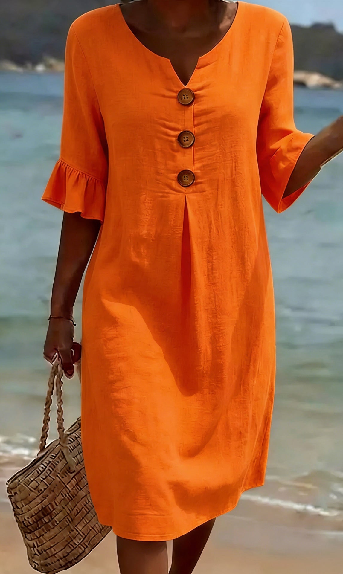 Damska sukienka koszulowa midi z guzikami-Midi Dress-Olave