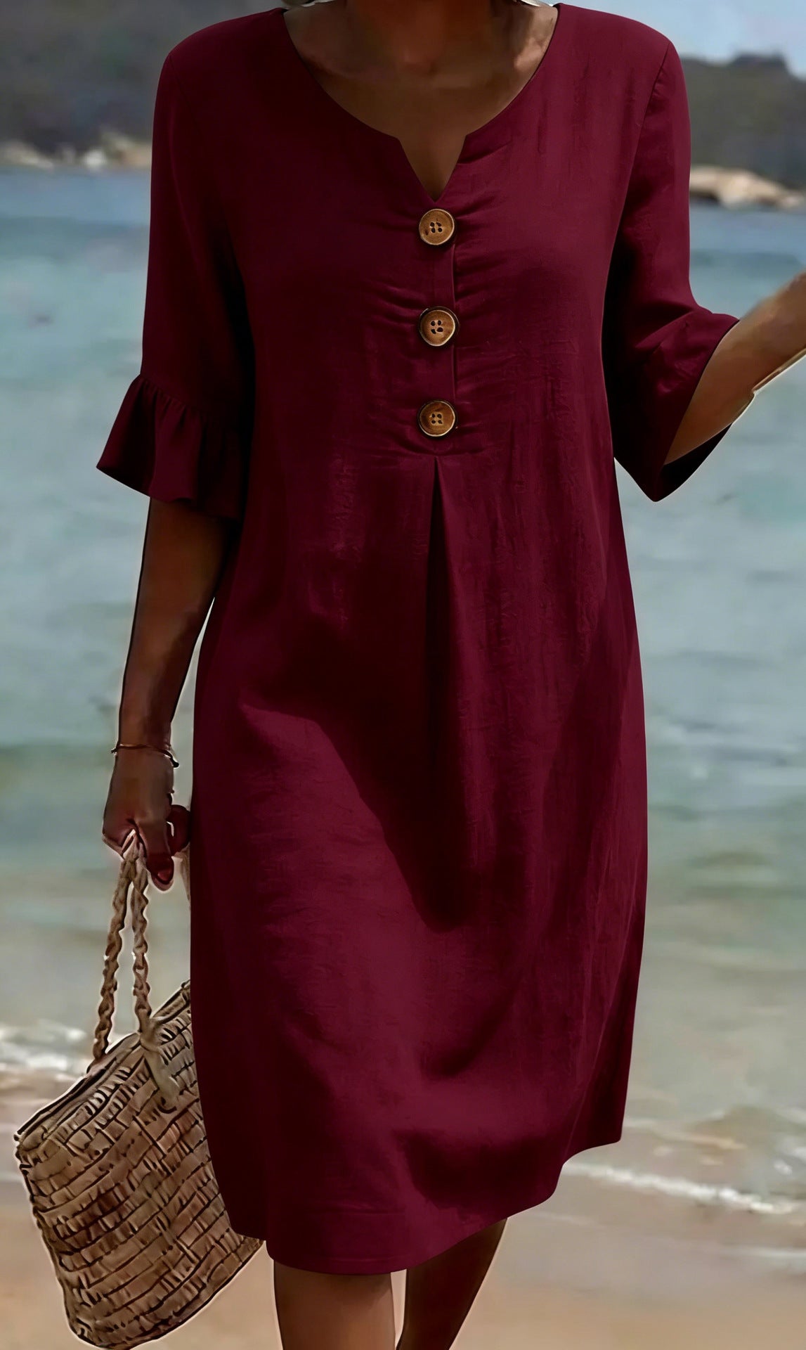 Damska sukienka koszulowa midi z guzikami-Midi Dress-Olave