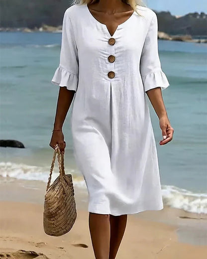 Damska sukienka koszulowa midi z guzikami-Midi Dress-Olave