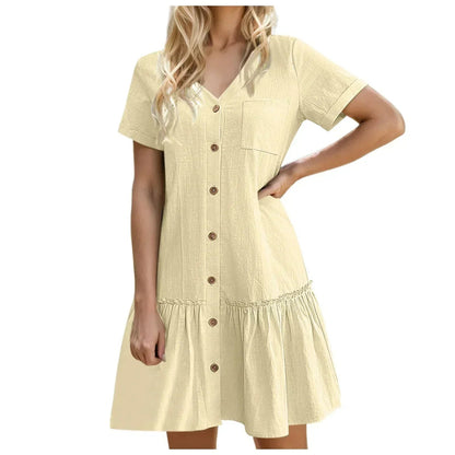 Damska sukienka koszulowa mini zapinana na guziki-Mini Dress-Olave