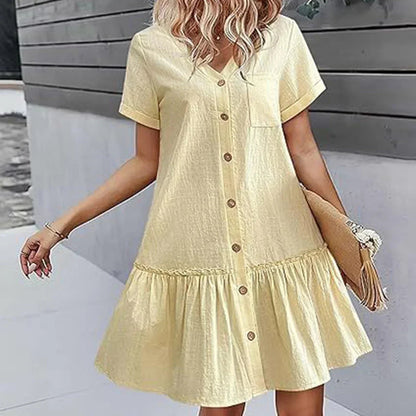 Damska sukienka koszulowa mini zapinana na guziki-Mini Dress-Olave