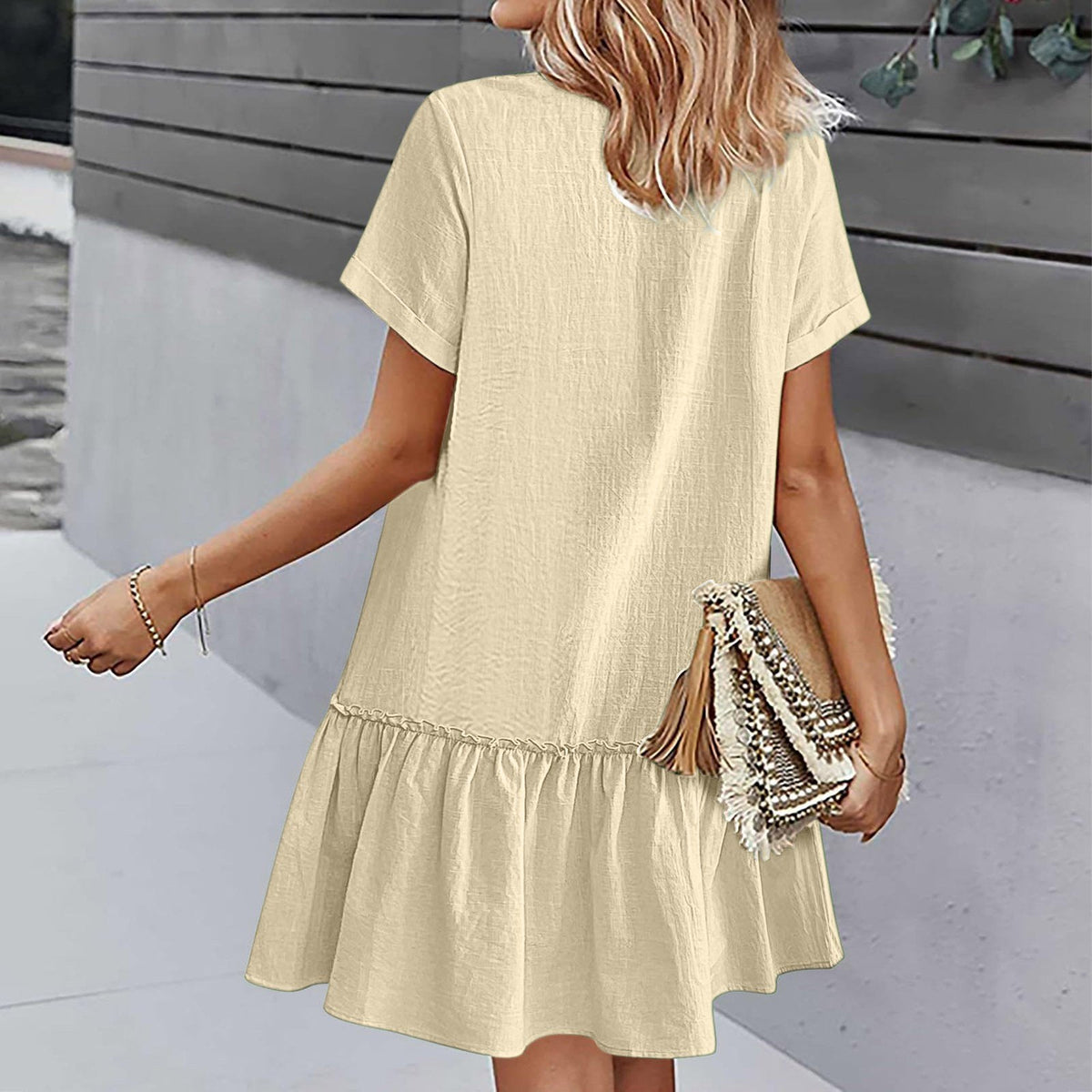 Damska sukienka koszulowa mini zapinana na guziki-Mini Dress-Olave