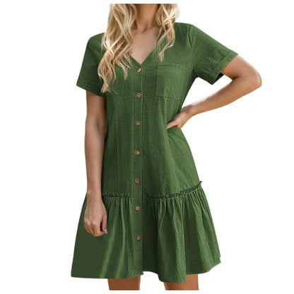 Damska sukienka koszulowa mini zapinana na guziki-Mini Dress-Olave