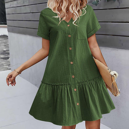 Damska sukienka koszulowa mini zapinana na guziki-Mini Dress-Olave