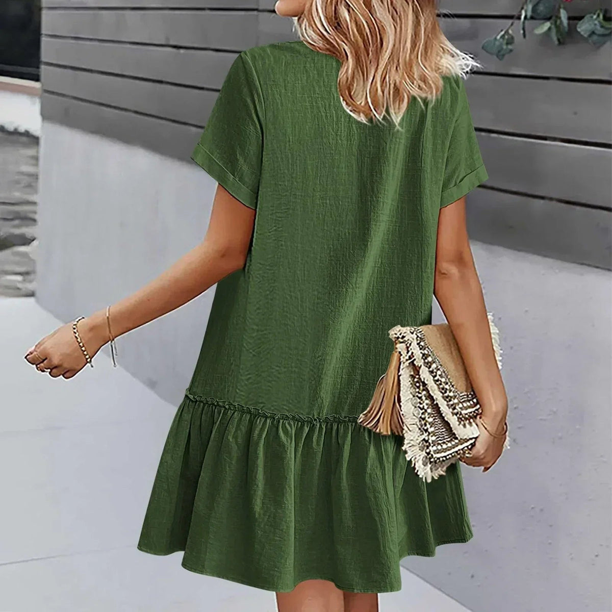 Damska sukienka koszulowa mini zapinana na guziki-Mini Dress-Olave