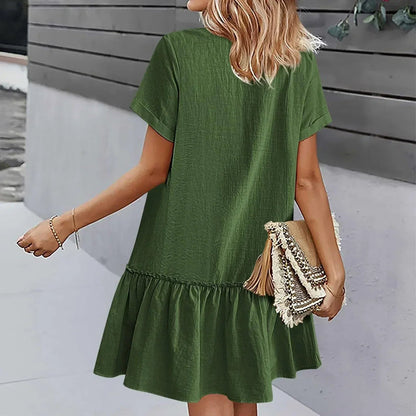 Damska sukienka koszulowa mini zapinana na guziki-Mini Dress-Olave